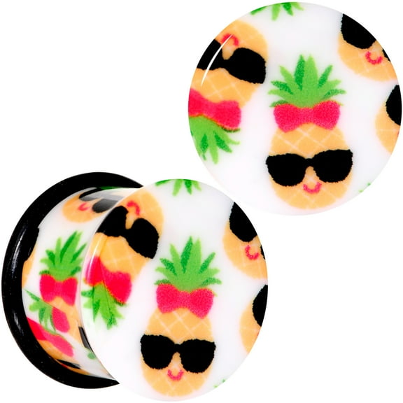 Body Candy 9/16” 2Pc Ear Plugs White Acrylic Cool Pineapple Single Flare Ear Plug Gauges Set of 2 14mm