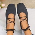 thumbnail image 5 of Samdudou Flats for Women Dressy Closed Toe Ribbed Knit Ballet Shoes Elegant Lace Up Ankle Strap Minimalist Footwear for Dance Party Work, 5 of 9