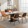 thumbnail image 2 of GAKMCIL Mid Century Modern PU Dining Chairs, Retro Faux Leather Upholstered Chair (Set of 2) with Walnut Bentwood Back and Metal Legs, 300lbs Load for Dining Room, Kitchen and Living Room (Orange), 2 of 14