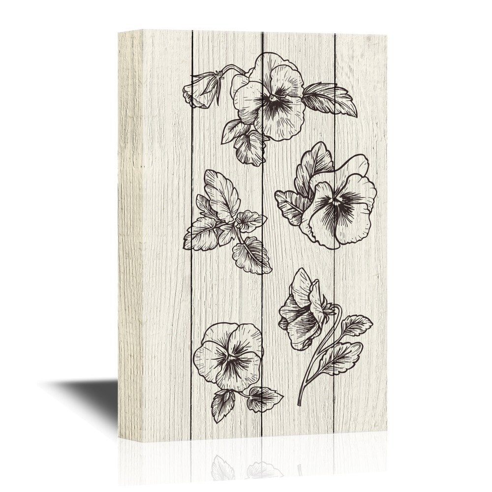 Wall26 Pansy Flower Canvas Wall Art Pansy Flower Drawings On Wood Style Background Gallery Wrap Modern Home Decor Ready To Hang 12x18 Inches Walmart Com Walmart Com