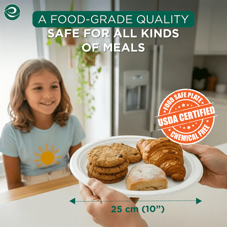 EcoSoul Compostable Dinner Plates, 10 Inch, 20-Pack photo 2
