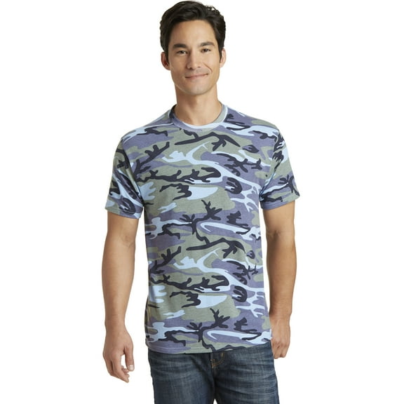 Port & Company Core Cotton Camo Tee-S (Woodland Blue Camo)