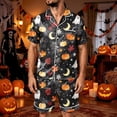 thumbnail image 3 of DORKASM Halloween Matching Pajamas for Men Pj Sets Bat Pumpkin Print Button Down Sleepwear Blue L, 3 of 4
