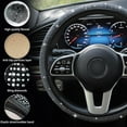thumbnail image 6 of SkyAuks New Diamond Leather Steering Wheel Cover with Bling Bling Crystal Rhinestones, Universal Fit 15 Inch Car Wheel Protector for Women Girls,Black Diamond, 6 of 8