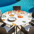 thumbnail image 6 of Fall Orange Green Pumpkins Round Tablecloth, Fitted Table Cover with Elastic for 36"-44" Round Tables, Thanksgiving Maple Leaf Table Cloth Outdoor Indoor Dinning Party Waterproof Tablecloths, 6 of 7