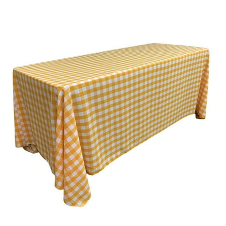 

TCcheck90x156-DrkYellowK47 Polyester Gingham Checkered Rectangular Tablecloth White & Dark yellow - 90 x 156 in.