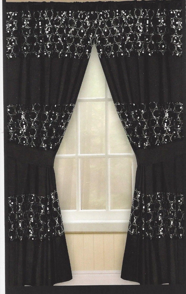 Black Fabric Sinatra Shower Curtain sequins design popular bath 
