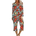 thumbnail image 2 of Tenues Deux Pièces Grande Taille pour Femmes 2 Pcs Ensemble de Pyjama Confortable à Manches Longues et Col Rond pour la Maison Ensemble de Sport pour Femmes 2 Pcs en Liquidation, 2 of 5