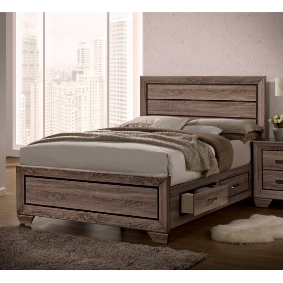 Kauffman Queen Storage Bed Washed Taupe