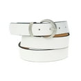 thumbnail image 1 of NYFASHION101 Women's Bonded Leather Thick Dressy Belt with Round Steel Buckle, White, Small, 1 of 4