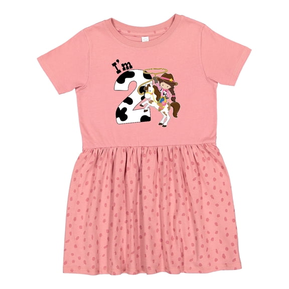 Inktastic I'm Two-cowgirl Riding Horse Birthday Girls Toddler Dress