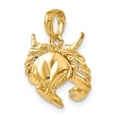 thumbnail image 5 of 14k Yellow Gold Polished Open-Backed Crab Pendant Charm, 5 of 5