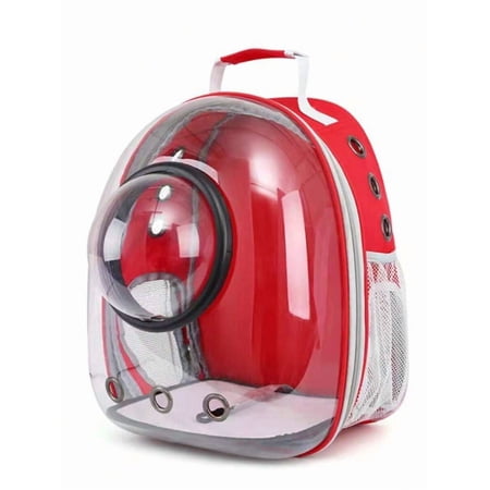 YFLXDMLYYSC Red Pet Space Capsule Backpack Small To Medium-Sized Cat Puppy Or Rabbit Carrying Bag Transparent Breathable Heat-Resistant and Waterproof