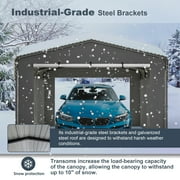LZBEITEM 13x20 Ft Outdoor Heavy Duty Metal Carport with 4 Sidewalls & Galvanized Steel Roof for Cars, Boats, and Truck