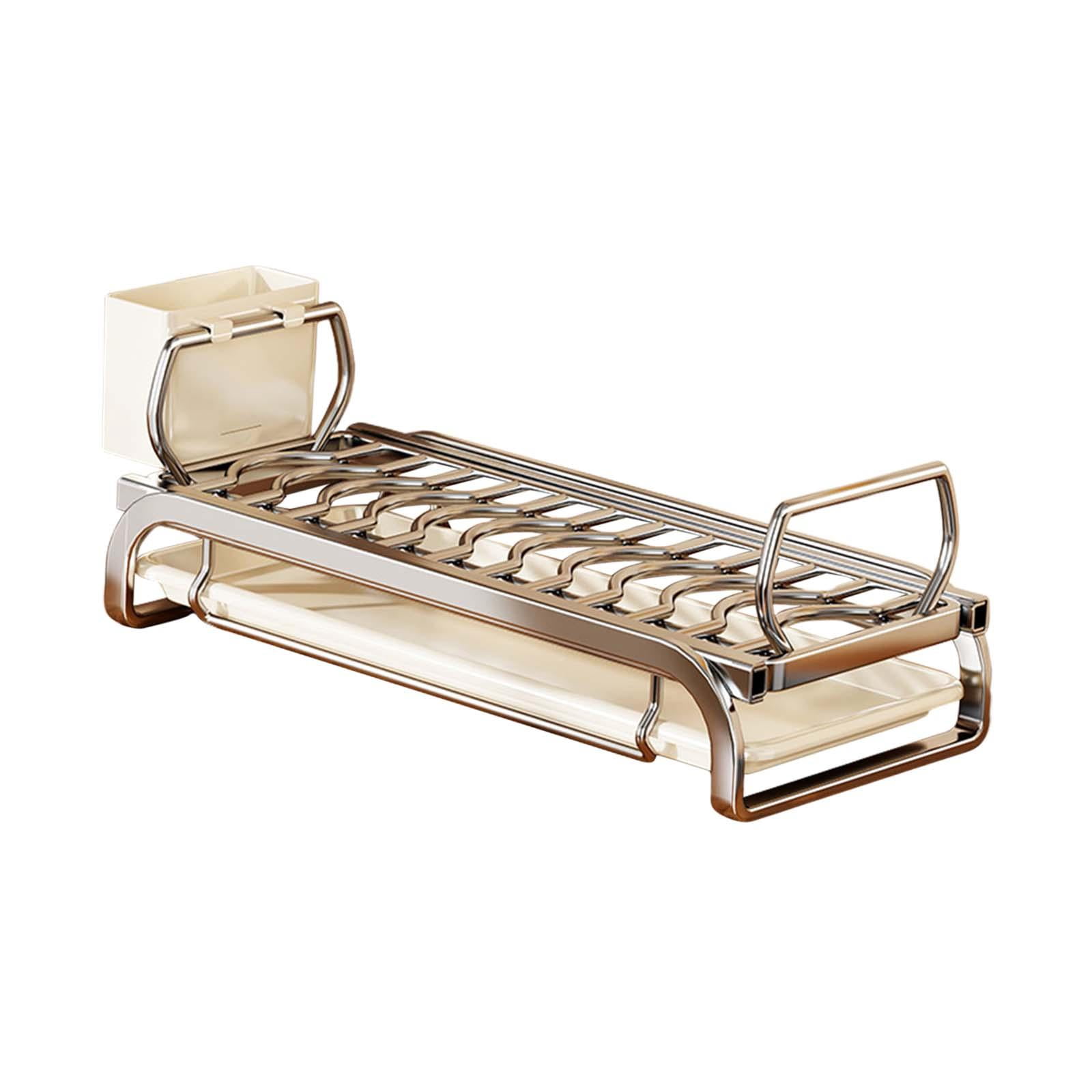 Fiocias Bowl Drying Rack Multipurpose Space Saving with Cutlery Holder Dish Storage Rack L
