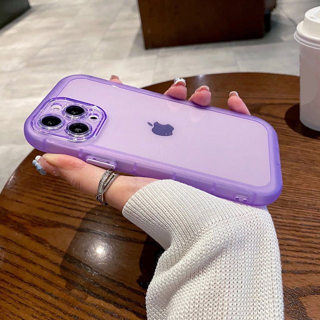 Shockproof Bumper Transaprent Phone Case For iPhone 16 15 14 13 11 12 Pro Max XR X XS Max Fashion Candy Color Soft Back Cover tzw