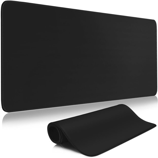 Big Black Gaming Mouse Pad - 31.5x11.8in XL Large Computer Mat, Long Keyboard Pad with Non-Slip Rubber Base, Stitched Edges, Perfect for Gaming and Home Office