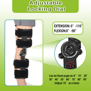 Komzer Hinged ROM Knee Brace with Double Side Stabilizers & Locking Dials, Post Op Knee Immobilizer for Arthritis ACL MCL PCL Meniscus Tear Injurie/Knee Pain Medical Orthopedic Support