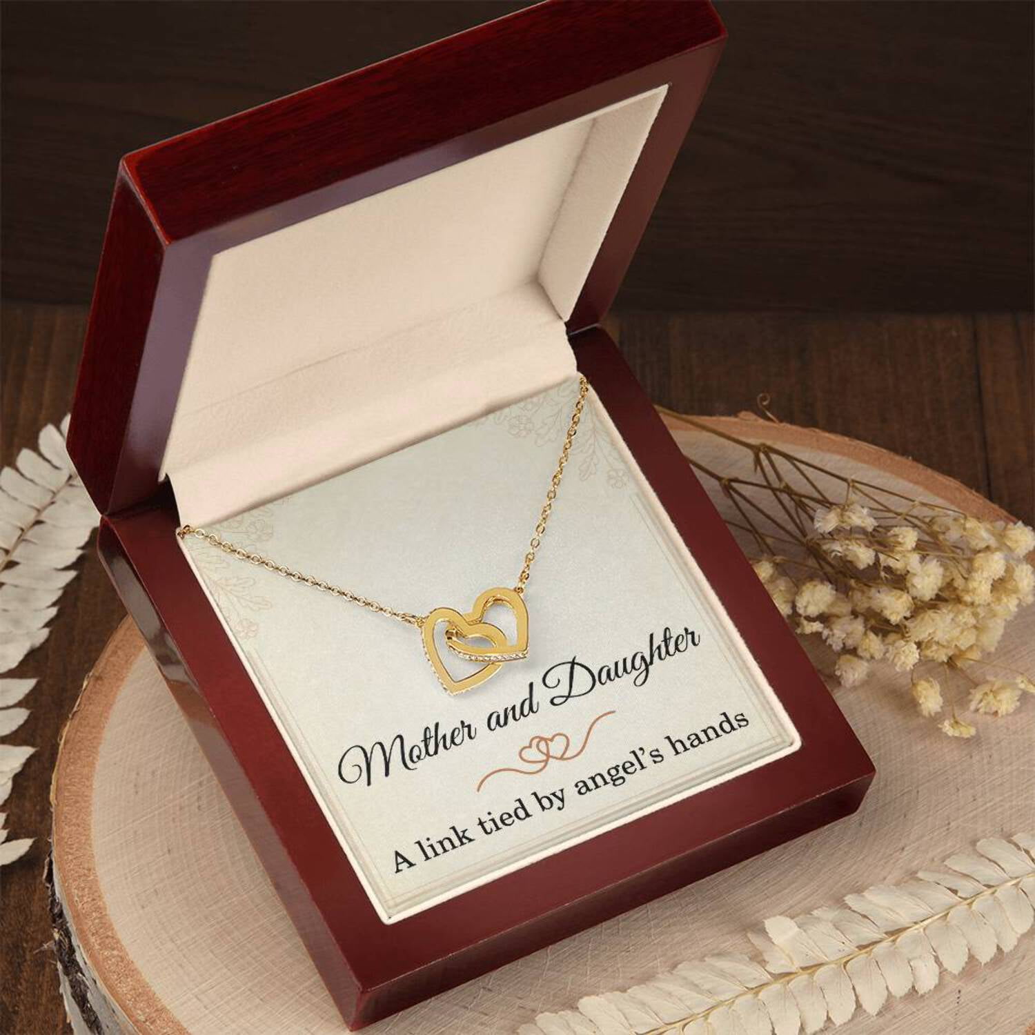Mom Christmas Gift from Daughter Mother Daughter Necklace Mothers Day Gift from Daughter A Link Tied By Angel's Hands Mom Interlocking Hearts Necklace