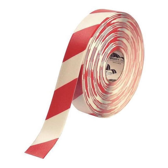 Mighty Line Floor Tape,Red/White,2 inx100 ft,Roll 2RWCHVRED