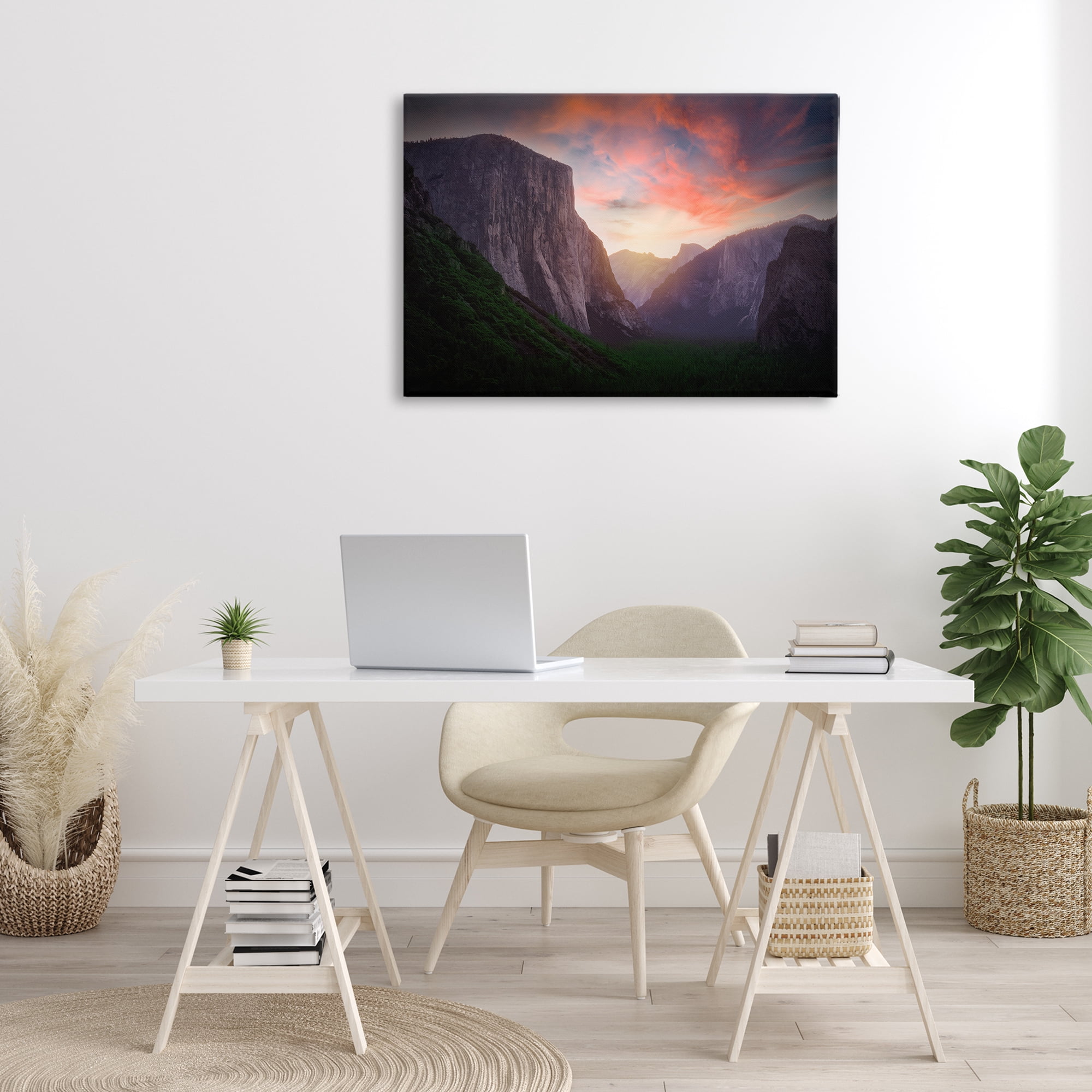 Stupell Industries Sunset Through Mountain Cliffs Landscape & Nature Photography Wrapped Canvas Art Print Wall Art, 36 x 24