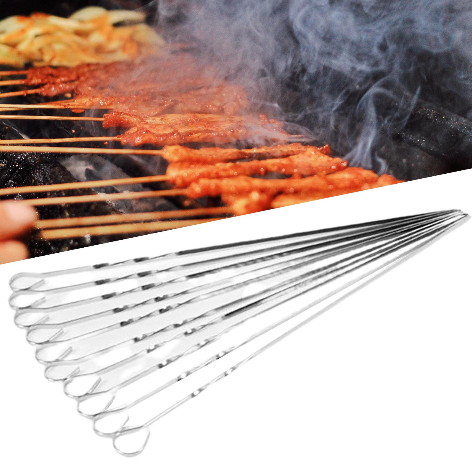 14-Piece BBQ Skewer Handle Set - Heat Resistant Wooden Grips For 4mm Meat Skewers, Ergonomic & Non-Slip