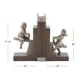 thumbnail image 4 of DecMode 4" People Brown Polystone Bookends with Swing Set (Set of 2), 4 of 9