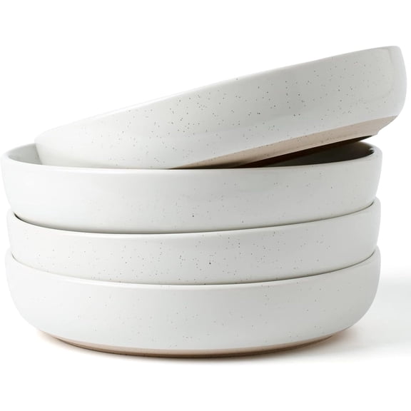 Famiware Milkyway 4-Piece Stoneware 33 oz Pasta Bowl Set, White