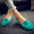thumbnail image 6 of Buckle Round Toe Flat Loafers Flock Flexible Rubber Outfit All Season Walking Shoes, 6 of 8