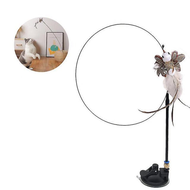 Juguete de gatos Palo de plumas con ventosa, divertido pájaro de simulación con campana, juguetes para gato interactivo kaili Sencillez