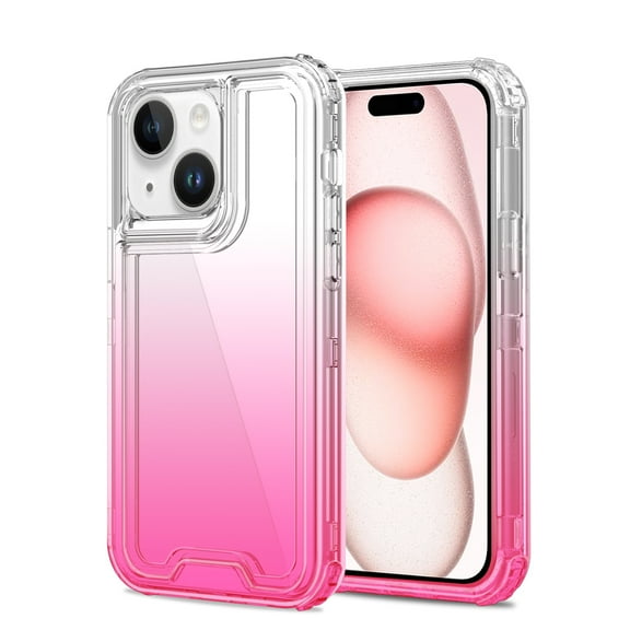For Apple iPhone 12 / 12 Pro Hybrid 3in1 Clear Two Color Tone Transparent Shockproof Rubber TPU   Hard Protective Frame Cover ,Xpm Phone Case [ Clear   Pink ]
