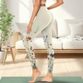 thumbnail image 3 of Renewold Floral Beige Yoga Leggings for Women with Pockets Elastic Trendy Exercise Yoga Pants High Waisted Full Length Graphic Pants for Running Sports Party, M, 3 of 8