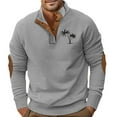 thumbnail image 4 of Corduroy Sweatshirt for Men Color Block Vintage Button Stand Collar Long Sleeve Pullover Tops with Elbow Patches, 4 of 7