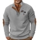 thumbnail image 5 of Blusa y camisa de manga larga con cuello alto para hombre, estilo casual, con estampado de palmeras color cacao, deportiva, con cuello alto, botones y patchwork, de poliéster., 5 of 8