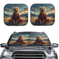 thumbnail image 2 of Windshield Sun Shade, Meditating Golden Retriever Foldable Car Sun Shade Windshield for Front, 2 Pieces, 2 of 7