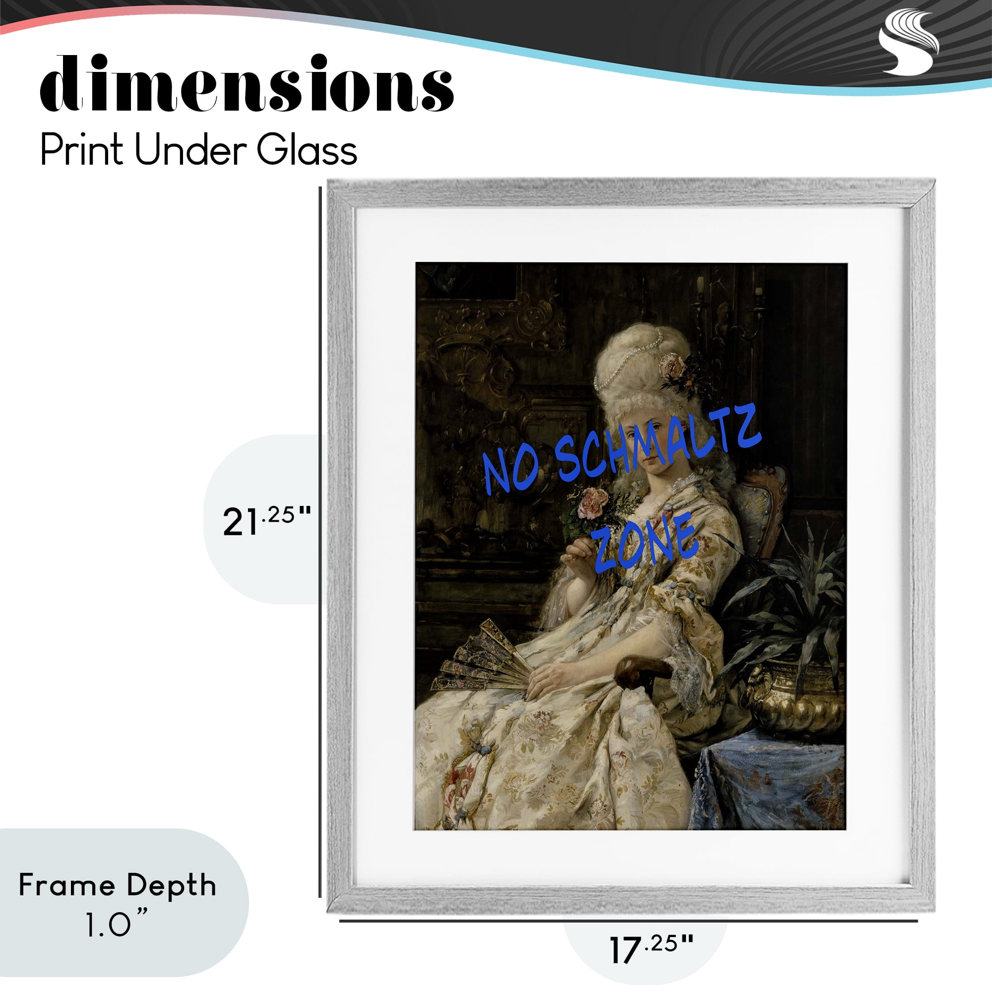 Stupell Industries Iconic No Schmaltz Zone Gray Framed Print Under Glass, design by Grotto Studios