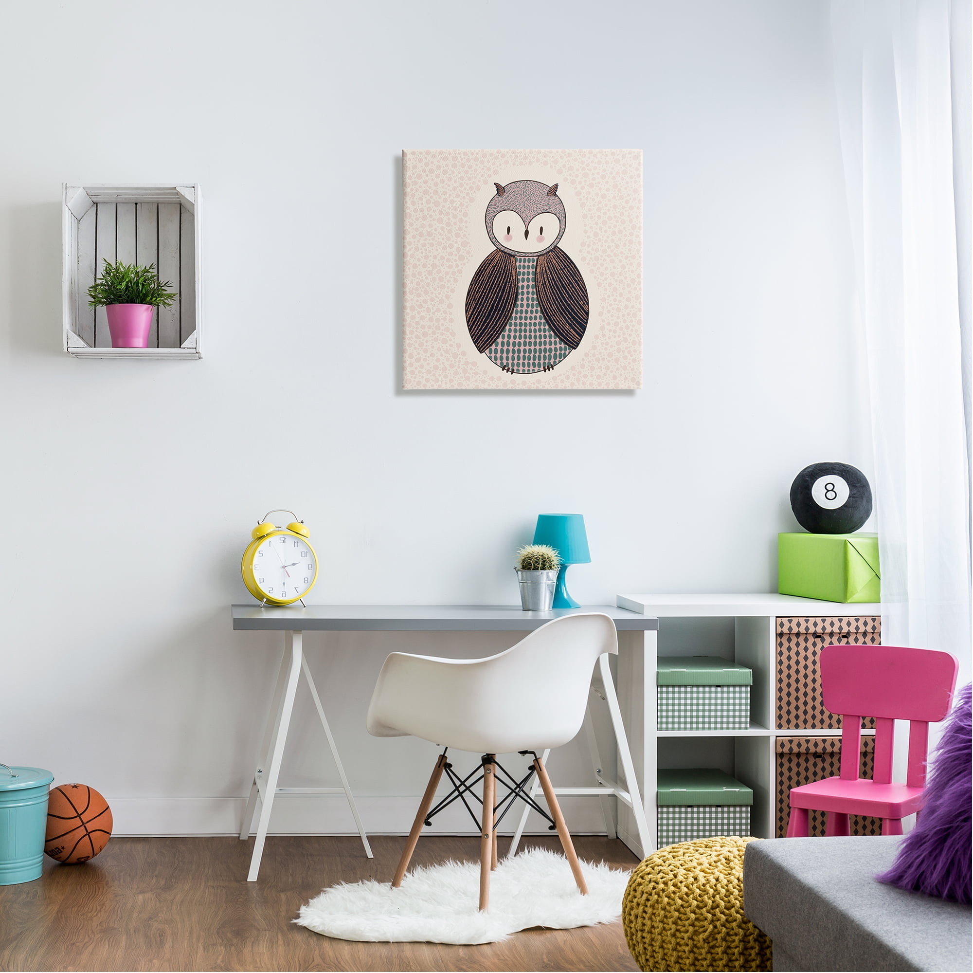 Stupell Industries Mixed Patterned Owl Bird Whimsical Spotted Shapes Graphic Art Gallery Wrapped Canvas Print Wall Art, Design by Birgit Maria Kiennast