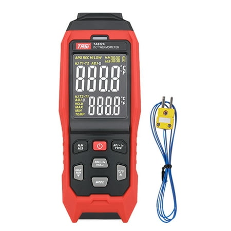 

Tasi Ta612A Single Channel K/ J Type Thermocouple Thermometer -200~1372℃/ -328~2501℉ Handheld Digital Lcd Temperature Meter 9999 Groups Data Storage