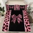 thumbnail image 2 of Feelyou Leopard Print Bowknot Full Size Sheets, Kawaii Pink Cheetah Polkadots Bed Sheets, Teens Kids Boys Girls Sheet Sets, Luxury Bedroom Decor, 4 Pieces, 2 of 7