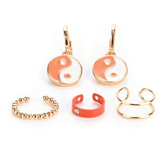 Claire's Girls Gold & Orange Faux Hoop Earring, Cuff/ Latch Closure, 4-Pack, 38820 Stone