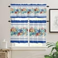 thumbnail image 2 of 3PCS Kitchen Curtains Valance and Tiers Set Semi Sheer Kitchen Curtain Valance Window Summer Ocean Starfish Conch Shell Coral Blue Tier & Valance Set Rod Pocket Valance Curtains, 54"x18"/27.5"x24"x2, 2 of 6