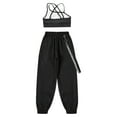 thumbnail image 4 of Miaeowve Kids Girls 2PCS Dancing Clothing Sets Spaghetti Strap Tank Crop Top with Sportpants Outfit Black 8, 4 of 5