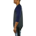 thumbnail image 5 of ToBeInStyle Mens Sleeved Baseball Inspired Classic Shirt Tee - 3/4 Sleeve - Navy/Charcoal - Medium, 5 of 7