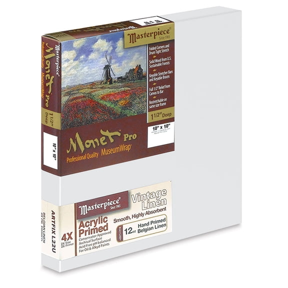 Masterpiece Monet Pro Artfix Linen Canvas - 10" x 10", Acrylic Primed