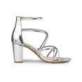 thumbnail image 3 of BLISSFUL STEP Sandales à Talons Blocs à Brides Croisées pour Femmes Argent 8,5, 3 of 7