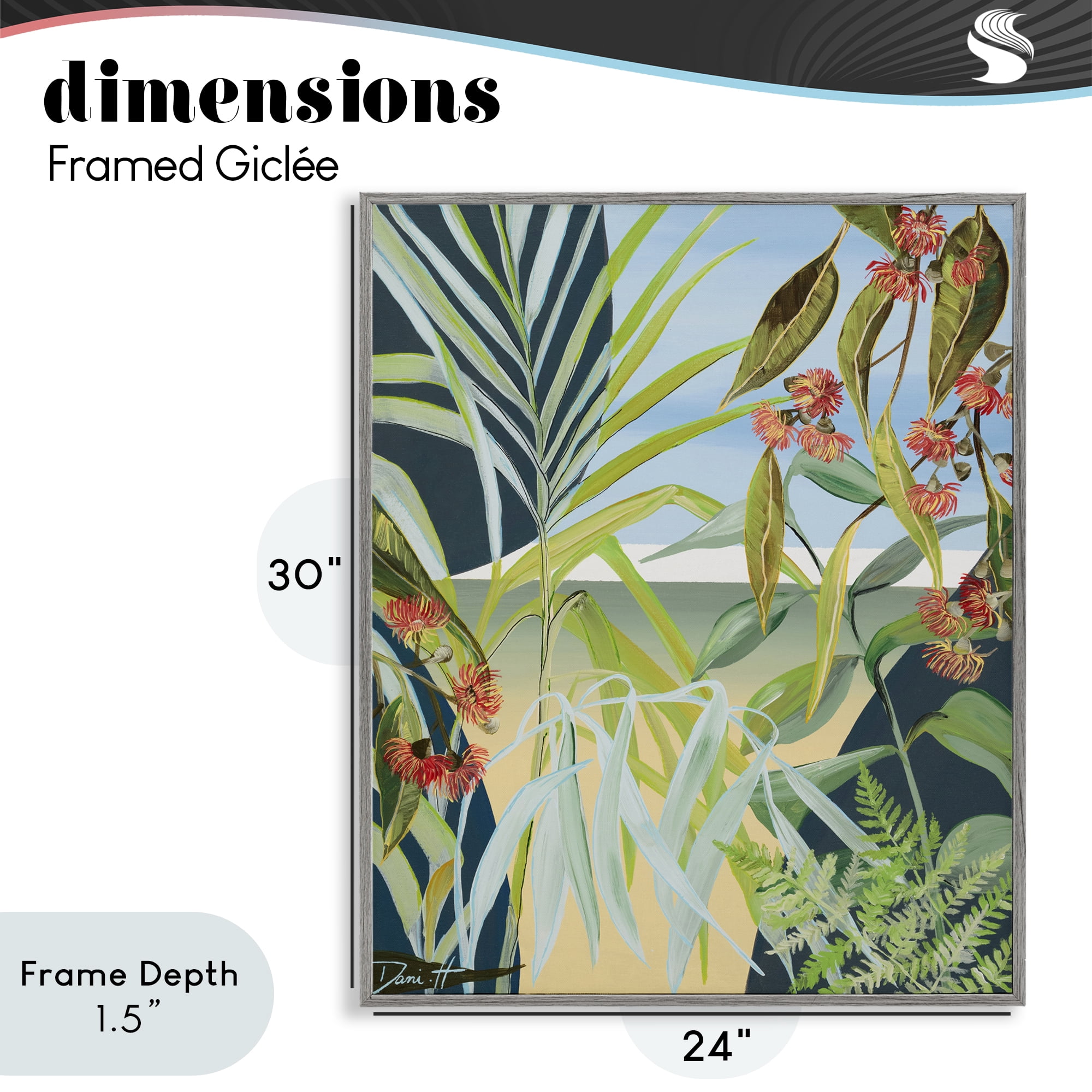 Stupell Industries Coastal Morning Leaves Gray Framed Giclee Art, design by Dani Heyward