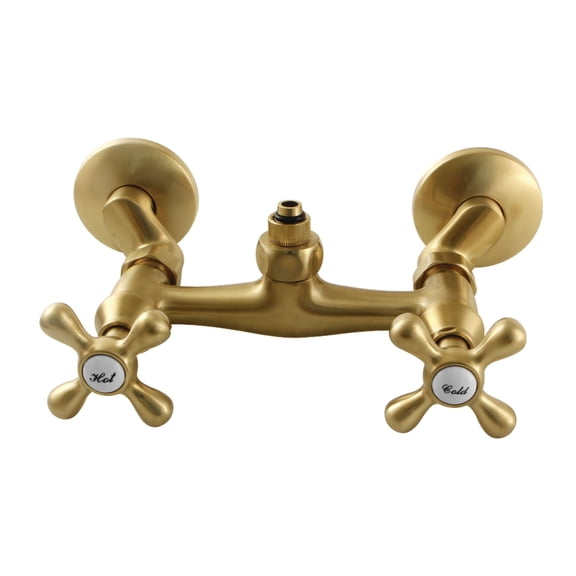 Kingston Brass CC2137 Vintage Wall-Mount Tub Filler Faucet with Riser Adapter in Brushed Brass