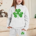 thumbnail image 2 of Girls Outfit Sets Toddler Boy Girl Long Sleeve St.Pt'S Day Clover Print Warm Hoodie Sweatpant Kids Outfits Sweat Suit,2-13Y, 2 of 4