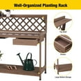 Wooden Potting Bench Outdoor Workstation Gardening Table with Open Shelves,