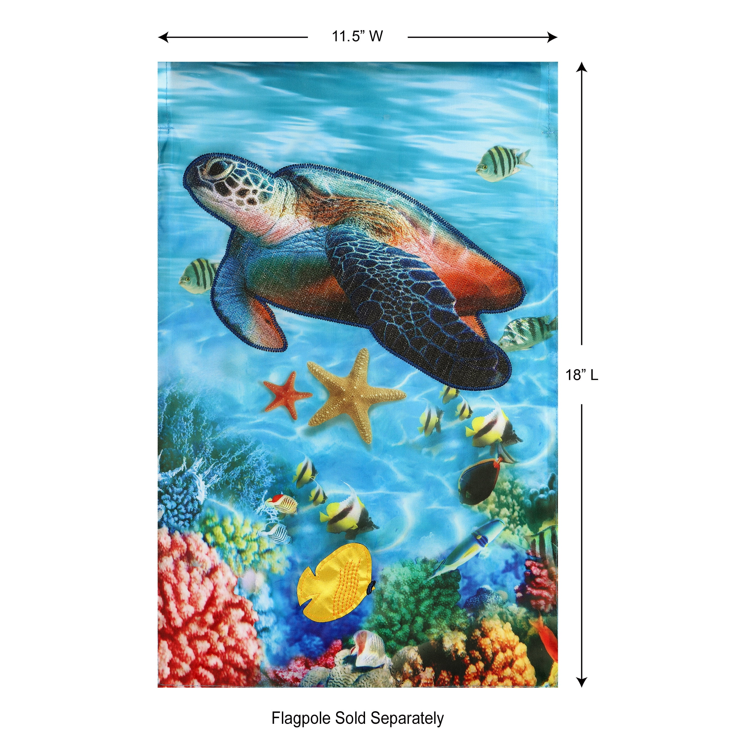Ocean Sea Turtle Blue Yard Flag 11.5in x 18in